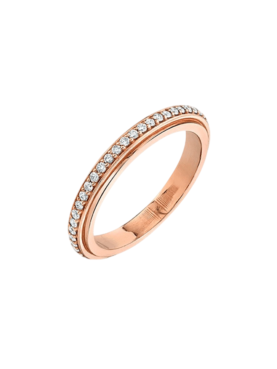 Track Ring with Pavé White Diamonds